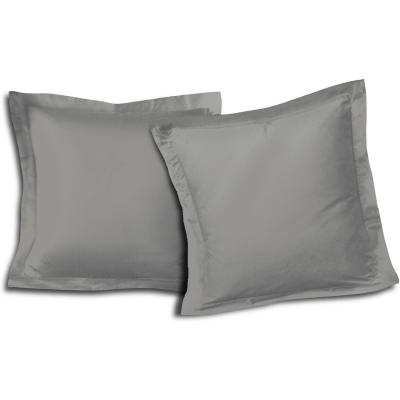 Lot de 2 taies carr&eacute;es 100% coton - Gris Clair - 63x63 cm - Gris Clair
