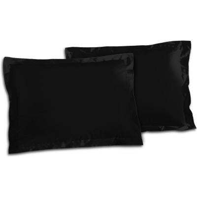 Lot de 2 taies rectangulaires 100% coton - Noir - 50x70 cm