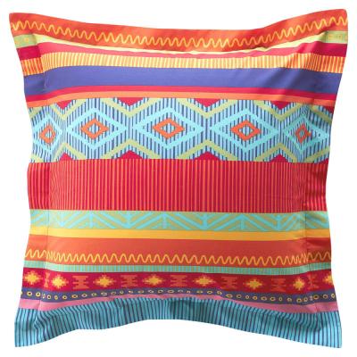 Taie volant en coton multicolore 50x70
