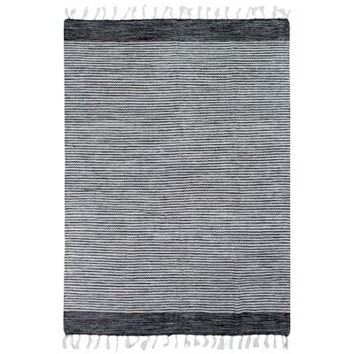 Tapis terra - 160 x 230 cm - bandes noir, gris et blanc