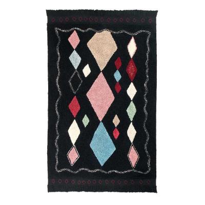 Tapis Coton lavable Design Morroco Meknes Noir 140 x 200 cm