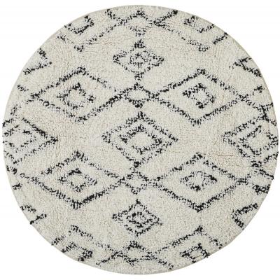 Tapis en coton rond fantaisie blanc 70x70cm - naturelle