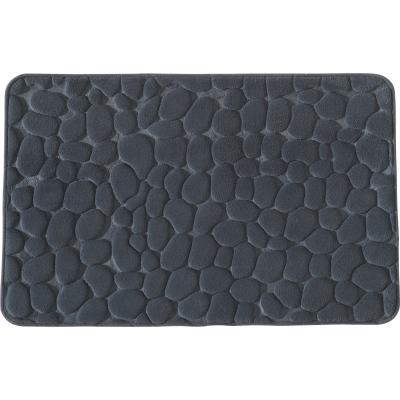 Tapis de bain uni mousse &agrave; m&eacute;moire de forme 50x80cm mineral - gris