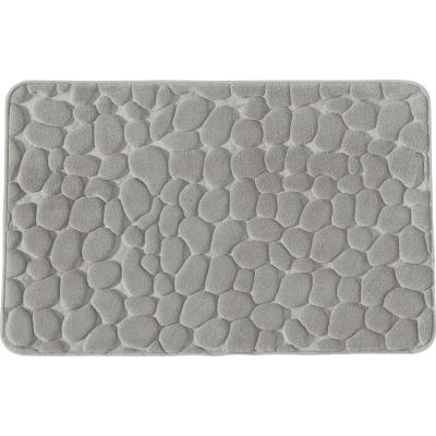 Tapis de bain uni mousse &agrave; m&eacute;moire de forme 50x80cm mineral - perle