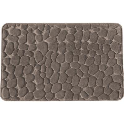 Tapis de bain uni mousse &agrave; m&eacute;moire de forme 50x80cm mineral - taupe