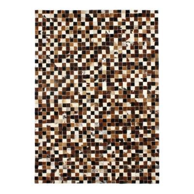 Cuir - tapis en cuirs recycl&eacute;s motif mosa&iuml;que marron multi 120x170