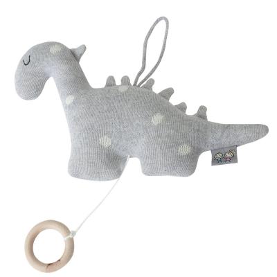 Veilleuse musicale en tricot de coton- DINO gris