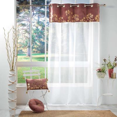 Voilage a oillets 140 x 240 cm + haut velours velours Mila Rose