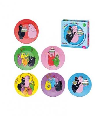 Coffret de 6 assiettes barbapapa - Paris - Multicolore - M&eacute;lamine