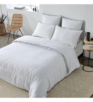 Housse de couette CARLINA blanc pur et bourdon noir