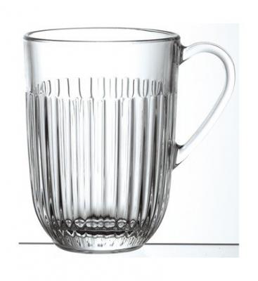 Mug OUESSANT en verre press&eacute; transparent 40 cl Blanc La Roch&egrave;re