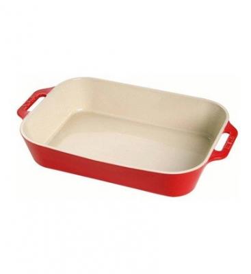 Plat &agrave; four rectangulaire 34 x 24 cm cerise Rouge Staub