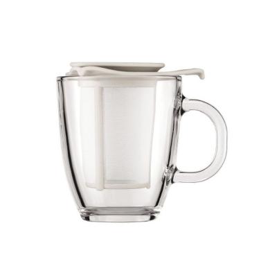 Bodum YO-YOSET Mug en verre tremp&eacute;, 0.35 l, filtre en plastique Blanc
