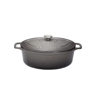 Cocotte Ovale 33 Cm Chasseur Gris Caviar Interieur Noir