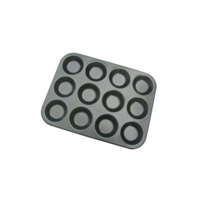 Plaque &agrave; 12 tartelettes de 7cm en m&eacute;tal antiadh&eacute;sif 34x26cm