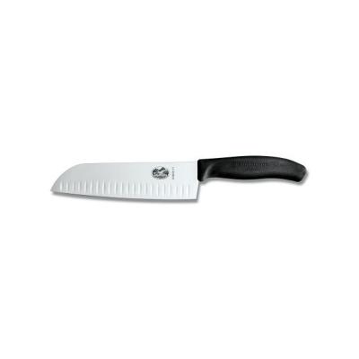 Couteau Santoku SwissClassic 17 cm alv&eacute;ol&eacute; - noir, Victorinox