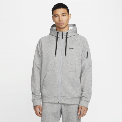 Sweat &agrave; capuche de fitness &agrave; zip Nike Therma-FIT pour Homme - Gris