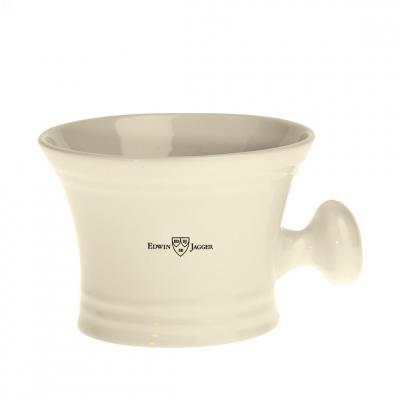 Bol Porte Savon &agrave; Barbe en Porcelaine Ivoire avec Poign&eacute;e