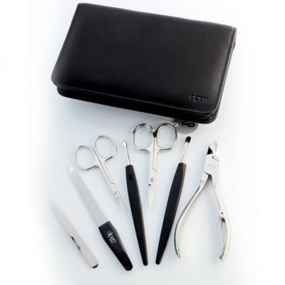 SET DE MANUCURE COMPLET 7 PIECES - Cuir Noir