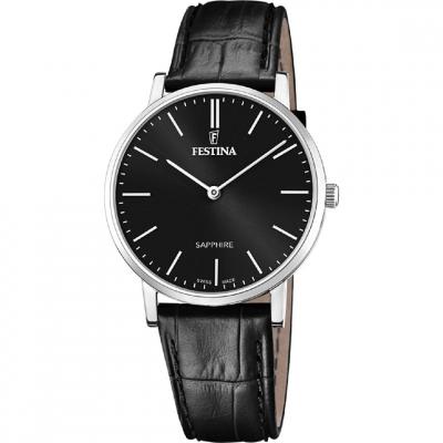 Montre Festina Swiss Made F20012/4 Noir, Bracelet Cuir, Homme