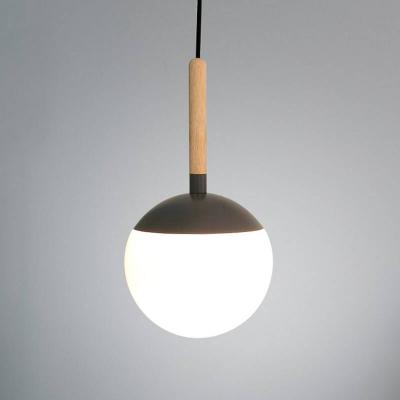 MINE - Suspension d&eacute;port&eacute;e M&eacute;tal/Bois/Verre Anthracite &Oslash;18,5cm 
