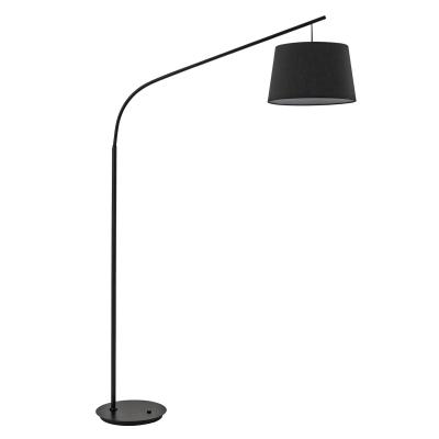 Ideallux Lampadaire arqu&eacute; Daddi, abat-jour en tissu, noir