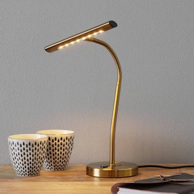 Trio - Lampe &agrave; poser en m&eacute;tal flexible Curtis - Laiton
