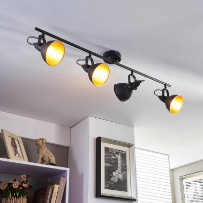 Projecteur de cuisine noir dor&eacute; Julin, &agrave; 4 lampes