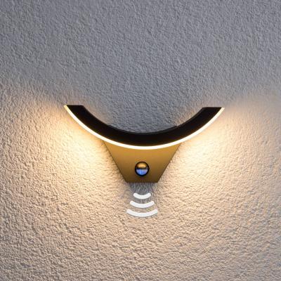 Lucande, applique d'ext&eacute;rieur LED Half, capteur, anthracite, IP54