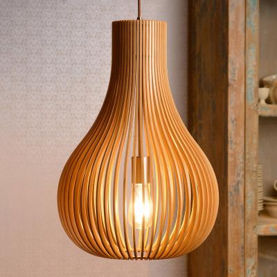 Suspension 1x e27 bois beige LUCIDE BODO D.38 cm