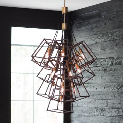 Suspension Fulton, bronze, 7 &eacute;clairages