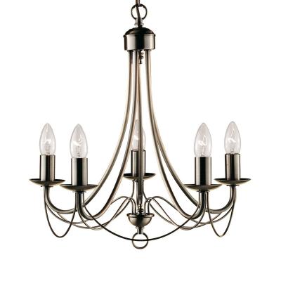 Suspension 5 ampoules Maypole, en laiton antique