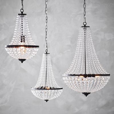 Petit lustre baroque avec pampilles en verre et m&eacute;tal noir GRANSO