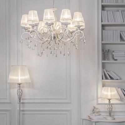 Maytoni Lustre Grace blanc avec abat-jour, &agrave; dix lampes