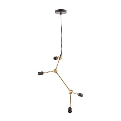 Chandelier 4 bras asym&eacute;triques laiton