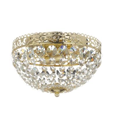 Plafonnier en cristal SAXHOLM Dor&eacute; 2 ampoules