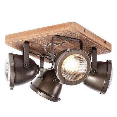 Spot BRILiant 'Carmen Wood' anthracite 4x5W - Gris / Bois - Carr&eacute;