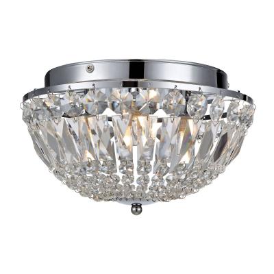 Plafonnier estelle en verre effet cristal et m&eacute;tal chrome