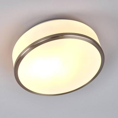 Searchlight Plafonnier Flush IP44, &Oslash; 28&nbsp;cm, argent&eacute; satin&eacute;