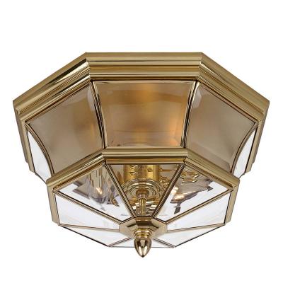 Plafonnier Newbury, laiton poli et verre