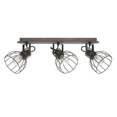 Sambatello barre de projecteur &agrave; 3 lampes marron, argent