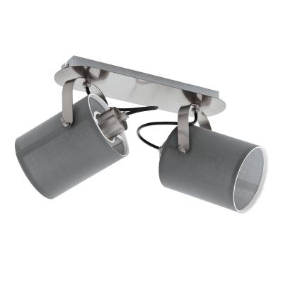 EGLO Plafonnier Villabate avec 2 abat-jour tissu gris