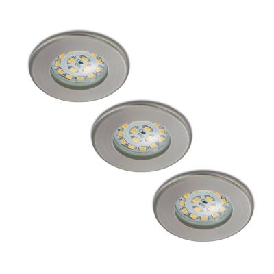 Set de 3 spots encastr&eacute;s LED Nikas IP44 nickel