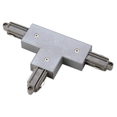 Connecteur en t pour rail 1 allumage 230v, gris argent, terre gauche