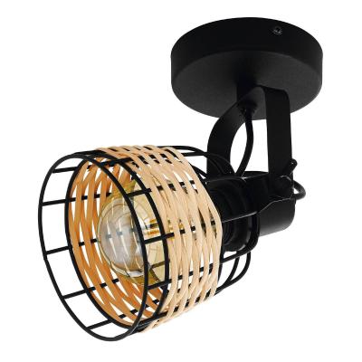 EGLO Spot Anwick 1 en acier/rotin, &agrave; 1 lampe