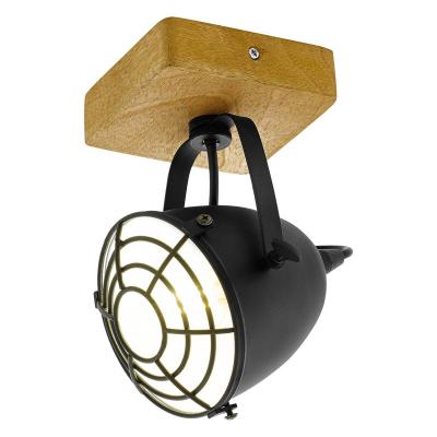 Eglo projecteur gatebeck 1 lampe acier et bois noir 425521