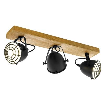 Eglo projecteur gatebeck 3 lampes acier et bois noir 425523