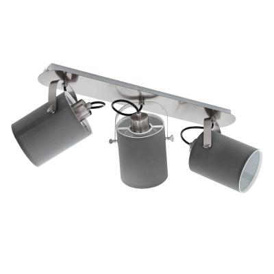 Eglo Villabate Gris 3 Spot Design 98141 Acier Nickel Satin&eacute; Tissu 30 W