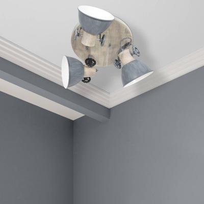 Steinhauer Spot plafond Gearwood, &agrave; 3 lampes rond, gris