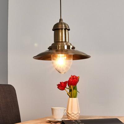 Suspension 1 ampoule Fisherman, en laiton antique et verre